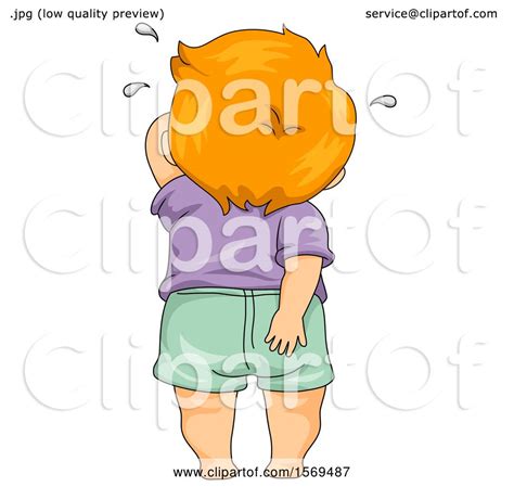 Clipart Of A Rear View Of A Baby Boy Crying And Holding His Bottom
