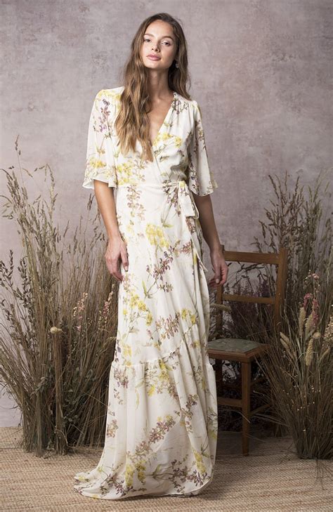 fluted sleeve wrap maxi dress with tiered hem wrap dress floral maxi dress maxi wrap dress