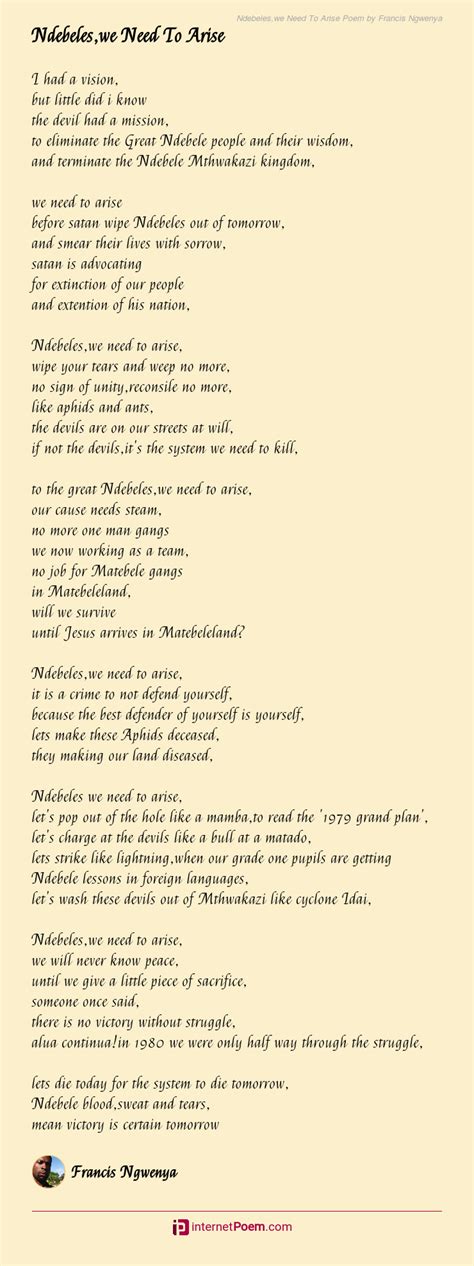 Ndebeleswe Need To Arise Poem By Francis Ngwenya