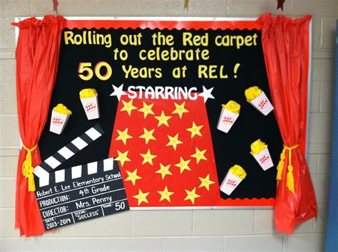 School Bulletin Board ~ Roll Out The Red Carpet Popcorn And Movie Them