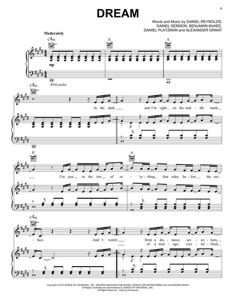 Author adminposted on may 11, 2017categories imagine dragonstags night visions, how to play imagine dragons radioactive, how to play imagine dragons radioactive piano tutorial, imagine dragons, imagine dragons. Dream piano sheet music by Imagine Dragons - Piano Voice Guitar (RHM)