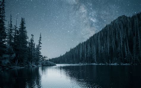 Download 3840x2400 Wallpaper Night Out Lake Forest Nature 4k Ultra