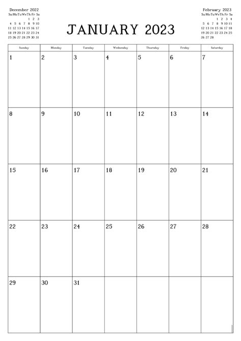 January 2023 Calendar Free Printable Calendar Jan 2023 Calendar