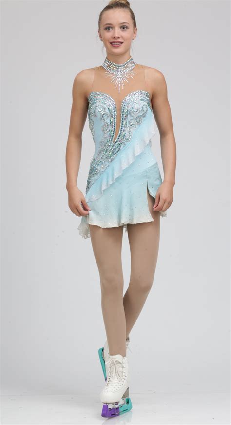 Ombre White And Ice Blue Figure Skating Dress By Tania Bass 1870 Figure Skating Dresses