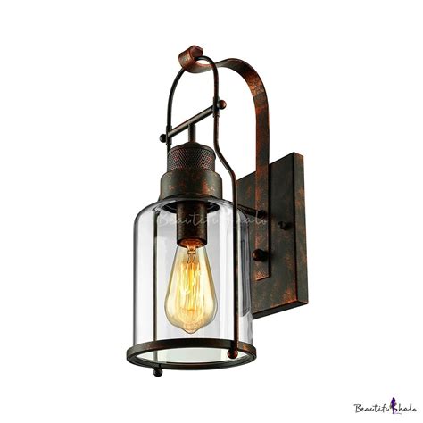 Free shipping for many items! Rustic Country Style Jar Wall Light in Clear Glass Shade ...
