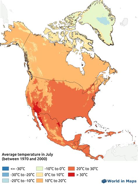 Temperature Map Of North America World In Maps