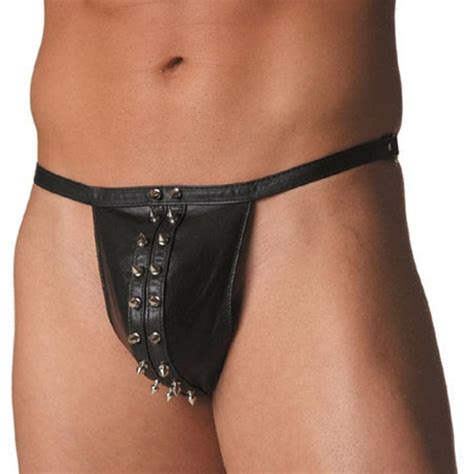Fashion Sexy Men Jockstrap Imitation Leather Bikini G String