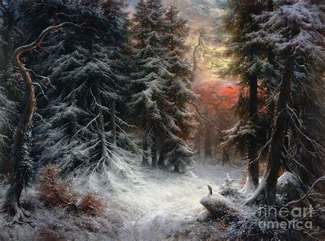 Snow Scene In The Black Forest Painting By Carl Friedrich