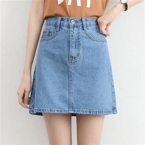 Hzirip 2019 Summer Women Denim Skirt High Waist Solid Color Mini Skirts Skirt Female Plus Size
