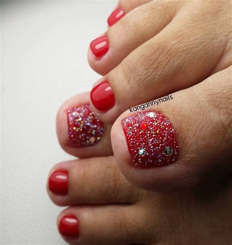 Glitter Red Toe Nail Designs Daily Nail Art And Design