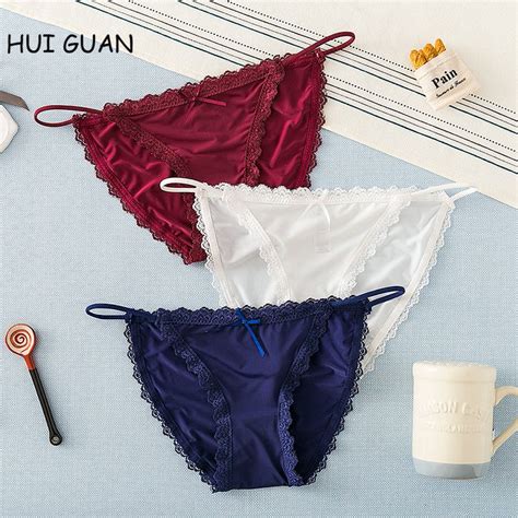Hui Guan Japan Style Lace Ice Silk Panties Sex Thong Soft Fashion
