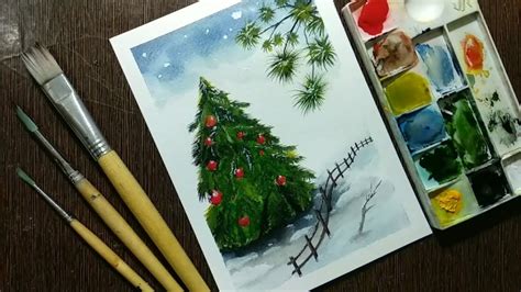 Watercolor Painting For Beginners Watercolor Christmas Card
