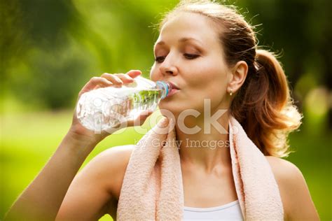Woman Drinking Water After Sport Activities Stock Photo Royalty Free