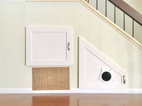 under stairs cat litter box cubby room under stairs under stairs closet under stairs