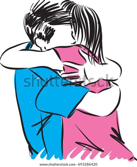 Couple Man Woman Hugging Vector Illustration Stock Vector Royalty Free