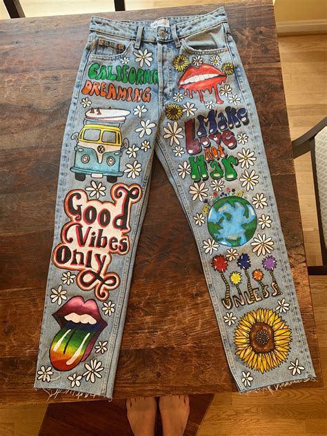 Custom Painted Jeans Etsy