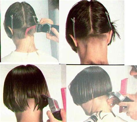 Inverted bob on thick dark hair with blocked clippered nape (15546 | by short hairstyles and makeovers). picutes short bob, buzzed nape wanted | Short bob, Very ...