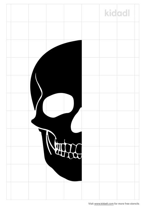 Free Skull Half Stencil Stencil Printables Kidadl