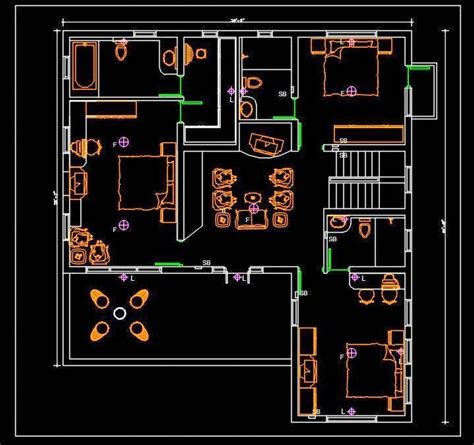 Autocad House Plan Free Dwg Drawing Download 40x45 Autocad