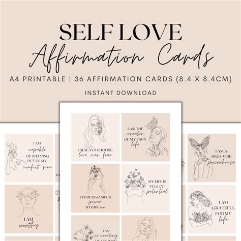 Self Love Affirmation Cards Printable Affirmation Card Deck Etsy
