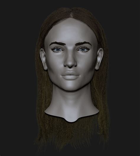 Realistic Head Cute Brunettes Girls 3D Model 15 Fbx Obj Ztl Free3D