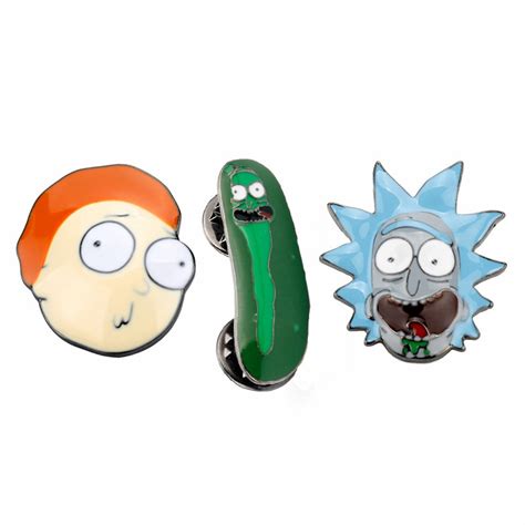 Mqchun Hot Rick And Morty Pin Rick And Moti Pins Cucumber With Badge