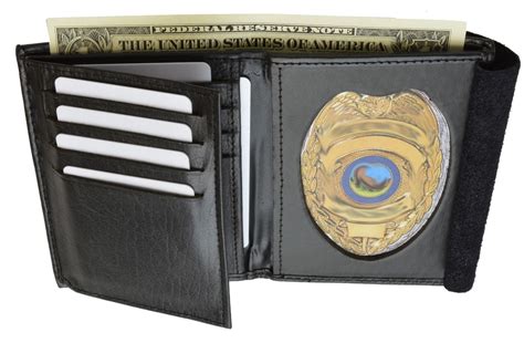 Mens Leather Police Sheriff Officer Badge Holder Credit Card Id Wallet