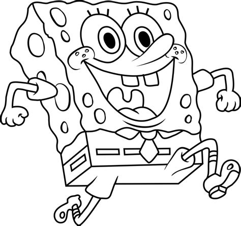 Happy Spongebob Running Coloring Page Free Printable Coloring Pages