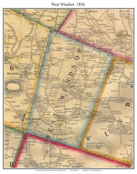 West Windsor Vermont 1856 Old Town Map Custom Print Windsor Co