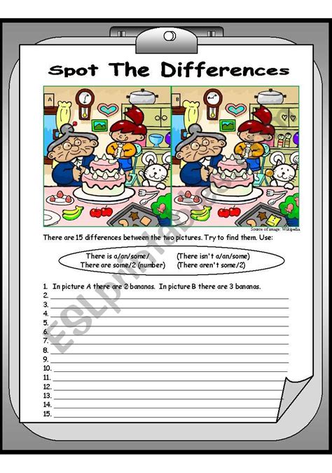 Spot The Difference Worksheet