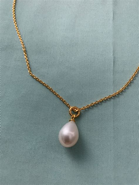 Teardrop Pearl Pendant Necklace Real Very Fine Pearl 16k Etsy