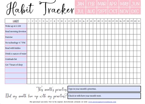 Monthly Habit Tracker Template