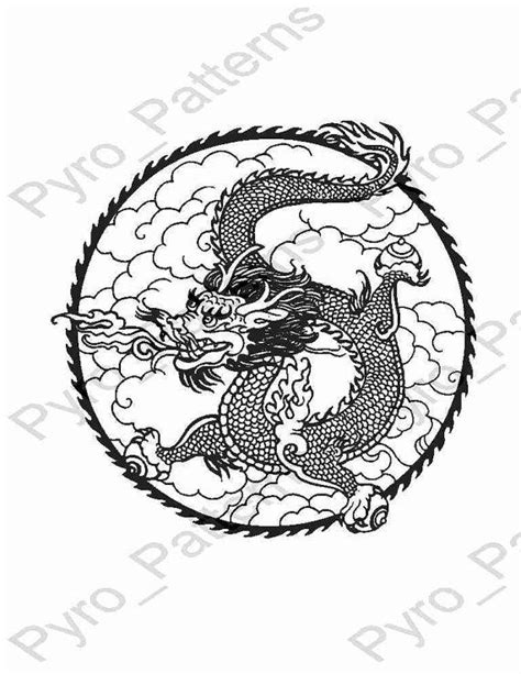 Pyrography Wood Burning Chinese Dragon Pattern Printable Stencil