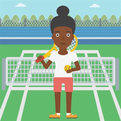 Ilustración De Vector De Jugador De Tenis Femenino Vector Premium