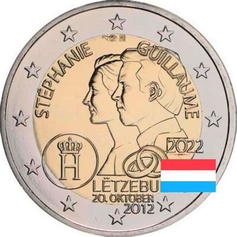 2 Euro Commemorative Coin Luxembourg 2022 Guglielmo Stefania Ro