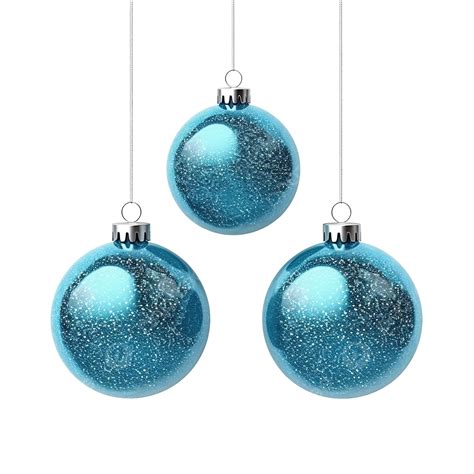 Blue Shiny Glitter Glowing And Transparent Christmas Balls Holiday