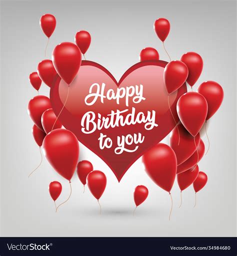 Happy Birthday Greeting With Heart Shape Vector Image