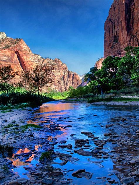 Usa Parks Water Mountains Zion Hdr Nature River Wallpaper Background