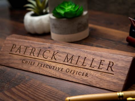 Wood Name Plate 1175 Inches Engraved Executive Desk Sign Etsy