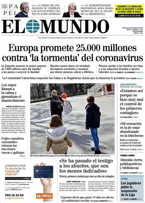 2020 03 11 Periódico El Mundo España Periódicos De España Toda La Prensa De Hoy