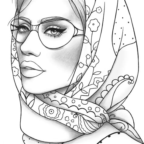 Adult Coloring Page Girl Portrait And Clothes Colouring Sheet Etsy India
