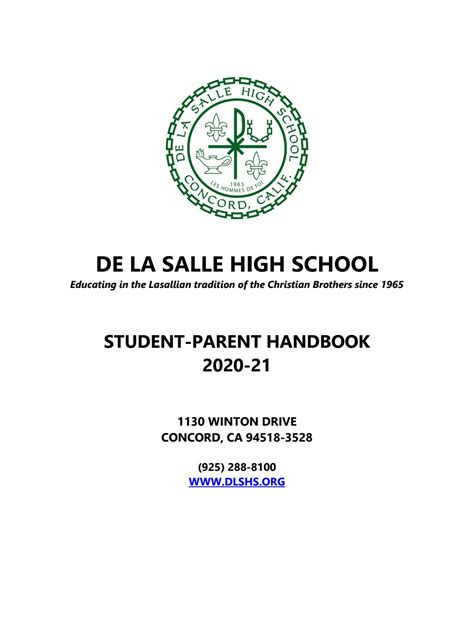 2020 21 De La Salle High School Student Parent Handbook By De La Salle