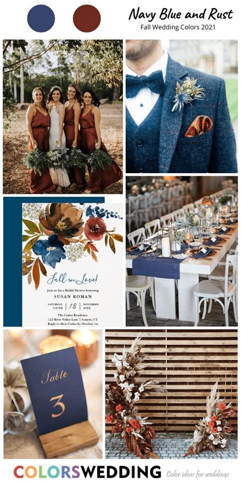 Colors Wedding Fall Wedding Color Combos For 2021 Navy Blue And