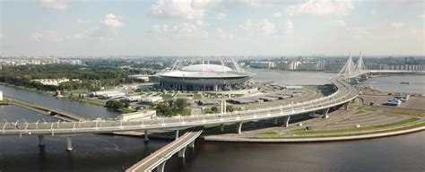 Krestovsky stadium, known as gazprom arena for sponsorship reasons, is a retractable roof stadium with a retractable pitch in the western po. Зенит арена - Фото с высоты птичьего полета, съемка с ...
