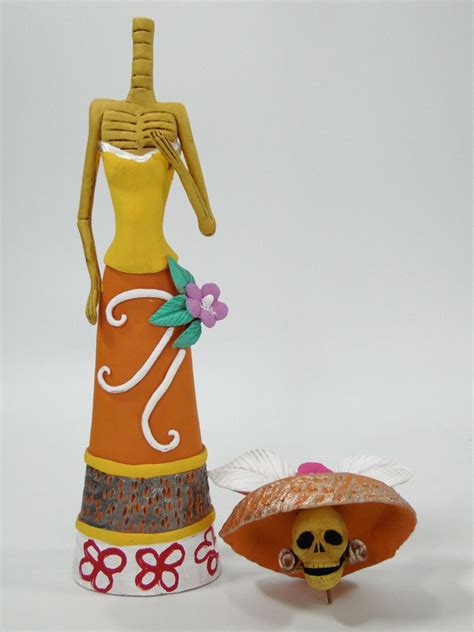 Beautiful Catrina 100 Handmade Clay Sculpture Mexican Day Etsy