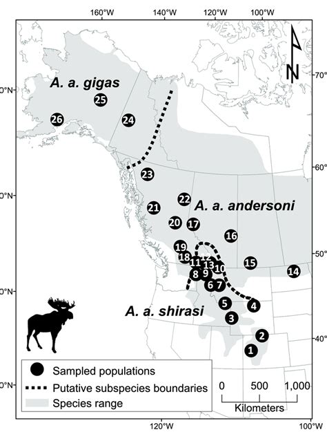 Centroid Locations Of 26 Local Populations Of Moose In Western North