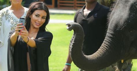 Kim Kardashian Takes Selfies With An Elephant Kendall Kylie And Khloé