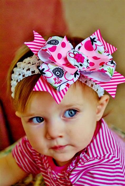 Baby Hair Bowpink Boutique Hair Bow With By Sallyannasunshine 899
