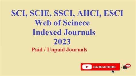 Sci Scie Ssci Ahci Esci Web Of Science Indexed Journals All