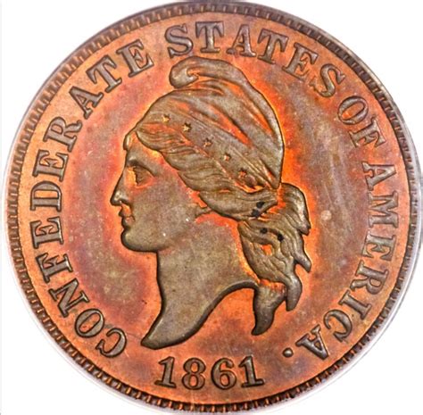 1 Cent Haseltine Restrike Copper Estados Confederados Numista